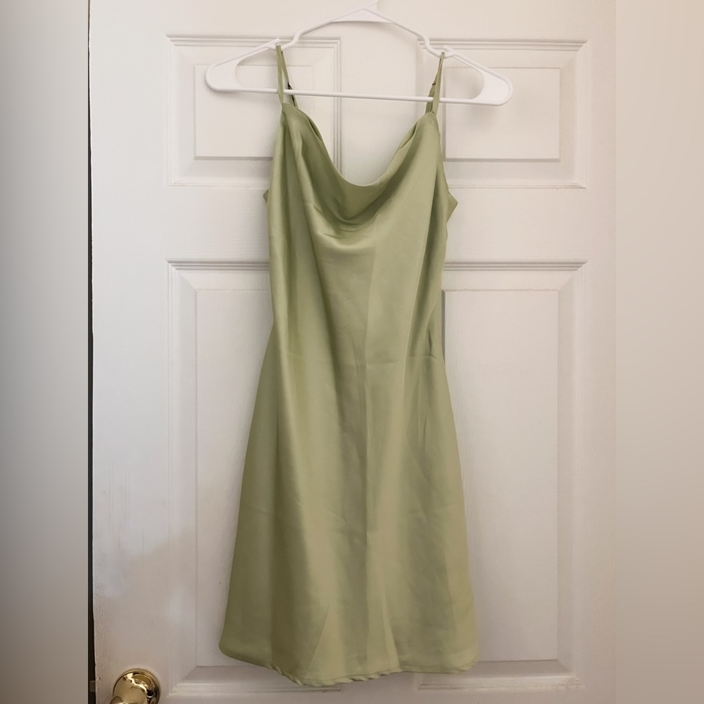 Slip on light Green Satin dress